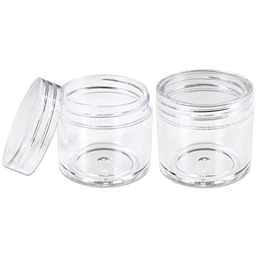 Beauticom 30g/30ml (1 fl. oz.) Double Wall Clear Plastic Leak Proof Jars with Flat Top Lids for Creams, Lotions, Make Up, Powders, Glitters, and more... (Color: Clear, Pieces: 12)
