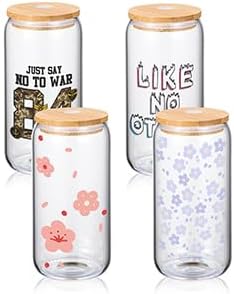 2 Pcs Drinking Glasses with Bamboo Lids and Straw 2pcs Set - 16oz U-Shaped Cups, Iced Coffee Glasses, Cute Reusable Bottle, Ideal for Whiskey, Beer, Tea, Gift