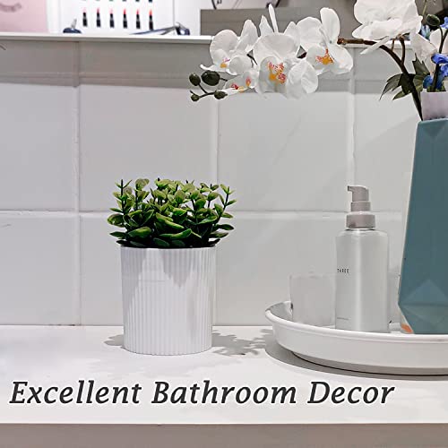 Denture Bath, Invisible Denture Case Designed As Artificial Eucalyptus Potted Plants, Denture Cup With Strainer For Retainer, Mouth Guard & Dentures, Perfect For Home DecorationâŠ