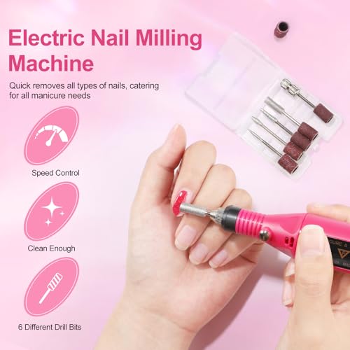 Acrylic Nail Kit with Drill Nail Kit Acrylic Set for Beginner Nude Pink White 12Pcs Glitter Powder Nail Art Rhinestones 200Pcs Tips for Women Manicure DIY