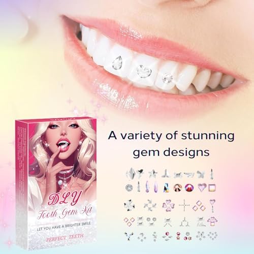 Fiorland DIY Tooth Jewelry Kit โ 2025 New Sparkling Crystal Gems Starter Set for Teeth Decoration, Easy at-Home Smile Bling Accessory Kit