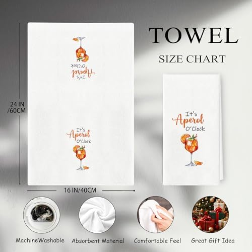 Aperol Spritz Towels Set - Set of 2, Aperol Spritz Gifts, Bar Cart Home Bar Decor, Bar Towels for Bartender, Italian Cocktail Dish Towels for Kitchen 16x24