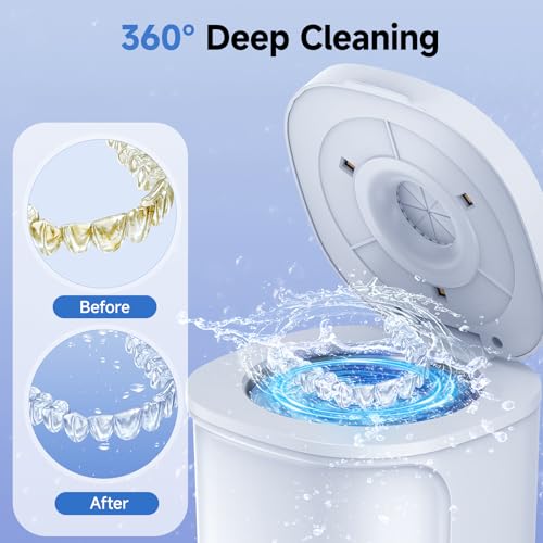 Ultrasonic Retainer Cleaner, 45kHz Dental Appliances Cleaning Machine with U/V Light and LED Digital Timer, 200ML and 4 Modes for Dentures, Aligner, Nightguard, Mouth Guard, Toothbrush, Jewelry