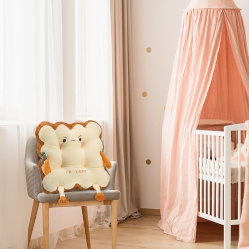 Kigley 2 Pcs Cute Seat Cushion Toast Bread Plush Pillow Cushion Memory Foam Kawaii Office Desk Chair Car Accessories Kawaii Chair Food Pillows for Car Birthday Sofa Bedroom