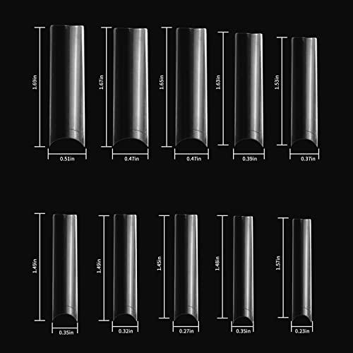 No C Curve Square Nail Tips XXL,Acrylic Nail Tips Square,SITELENABY 500 pcs Clear Fake Nails for Nail Salons,Nail Tech Must Have