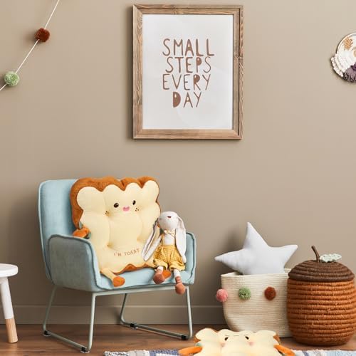 Kigley 2 Pcs Cute Seat Cushion Toast Bread Plush Pillow Cushion Memory Foam Kawaii Office Desk Chair Car Accessories Kawaii Chair Food Pillows for Car Birthday Sofa Bedroom