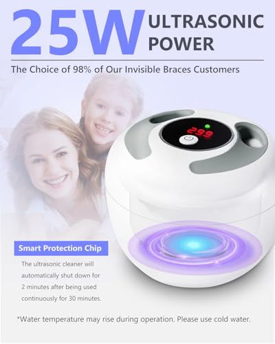 Ultrasonic Retainer Cleaner Machine 45kHz, UV Denture Cleaner with 4 Modes Digital Timer, Portable 200ML UltraSonic Cleaning Pod for Night Mouth Guard, Aligner, Braces, Toothbrush, Jewelry and More