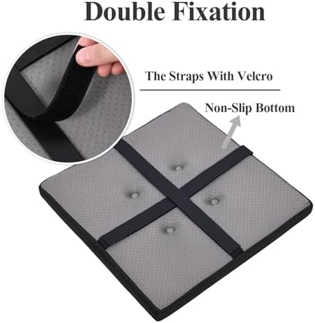 baibu 12 Inches Square Stool Cushions with Ties for Bar Stool, Breathable Square Chair Pads Seat Cushions with Non-Slip Bottom - One Pad Only (12", Black)