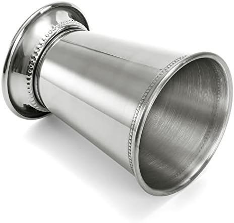 ZEAYEA Set of 2 Mint Julep Cups, Classic Stainless Steel Glasses for Party Bar Home Restaurant, 12 oz Metal Cocktail Glasses for Beer Juice Beverage, Silver