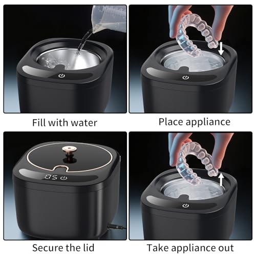 Ultrasonic Retainer Cleaner Machine, Dental Cleaning Pod, 45kHz Retainer Cleaning with 230ML Capacity for Dentures, Aligner, Mouth Guards, Braces, Jewelry, Nightguard & All Dental Appliances