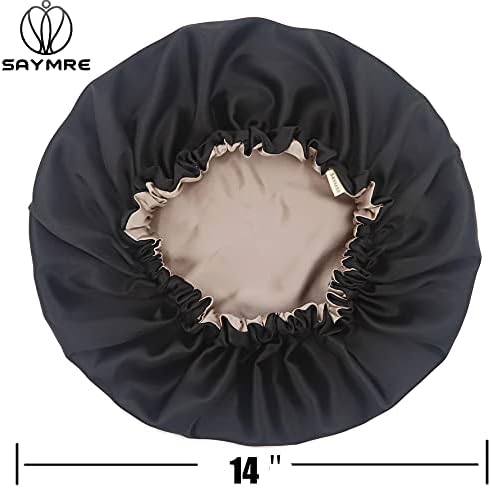 100% Mulberry Silk Lined Bonnet Adjustable Satin Sleep Cap 19 Momme Silk Bonnet for Women Curly,Long Hair Care
