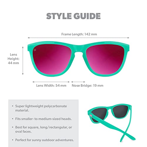 Knockaround Premiums Sport - Polarized Running Sunglasses for Women & Men - Impact Resistant Lenses & Full UV400 Protection, Glossy Green Frame/Pink Reflective Lenses