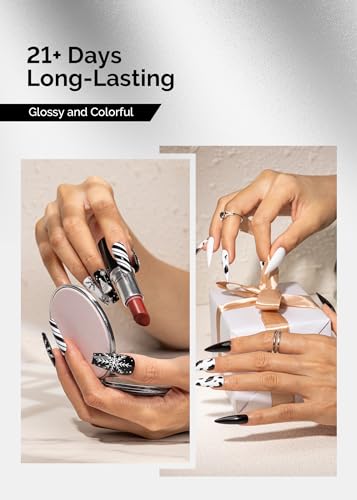 MelodySusie Thick Gel Nail Polish Set- 2 Pcs 15ML Black & White Gel Polish Set Soak Off UV LED White Gel Polish Christmas Gift for Women Nail Art Manicure Salon DIY Nail Design Decoration at Home