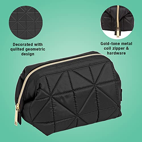 Conair Small Makeup Bag, Cosmetic Bag for Everyday Touch-Ups or Jewelery, Perfect Size for Purse or Carry-On, Small Organizer Shape in Black
