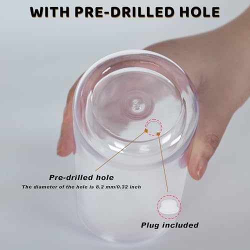 16 Oz Acrylic Snowglobe Tumbler, 25 Pack Pre-Drilled Double Wall Plastic Clear Cup for Glitter Snow Globe Diy, Double Wall Plastic Snowglobe Cup with Clear Lid