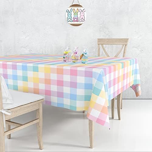 Pastel Tablecloths 54"x108" Gradient Colorful Checkered Rainbow Fabric Table Cover for Easter Birthday Bachelorette Engagement Wedding Bridal Shower Macaron Theme Outdoor Picnic Party Supplies