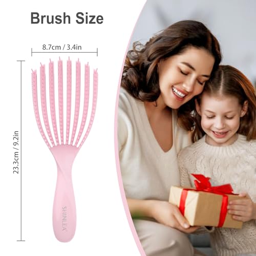 Detangler Brush for Curly Hair, Hairbrush for Wet Dry Thick Thin, Easily Comb Through Curl Hair and Reduces Breakage, Curly Brush for Women Men Kid (Pink)