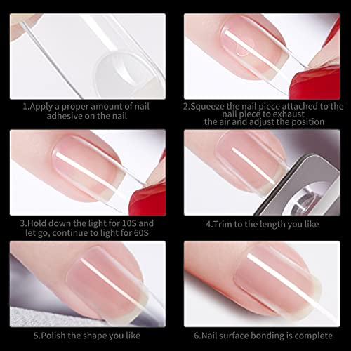 No C Curve Square Nail Tips XXL,Acrylic Nail Tips Square,SITELENABY 500 pcs Clear Fake Nails for Nail Salons,Nail Tech Must Have