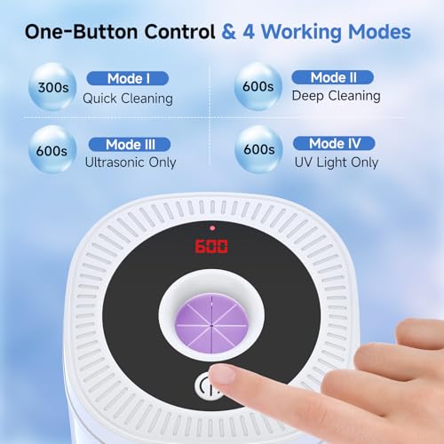 Ultrasonic Retainer Cleaner, 45kHz Dental Appliances Cleaning Machine with U/V Light and LED Digital Timer, 200ML and 4 Modes for Dentures, Aligner, Nightguard, Mouth Guard, Toothbrush, Jewelry
