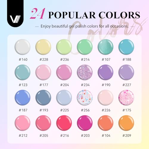 VANREESA 42 Pcs Gel Nail Polish Kit with U V Light 24 Popular Colors Gel Polish Nail Kit Green Blue Purple Pink Orange Complete Nail Kit with Manicure Tools Gifts for Women Girls