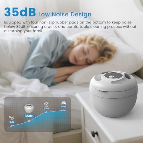 Ultrasonic Retainer Cleaner Machine - 45kHz Denture Cleaner UV Light 4 Modes with Digital Timer 200ML Portable Dental Cleaning Pod for Mouth Guards, Braces, Toothbrush Heads