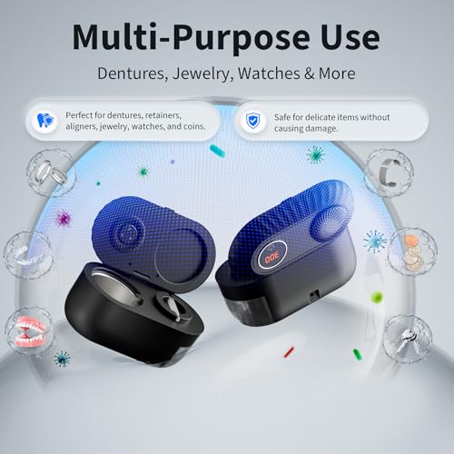 Ultrasonic Retainer Cleaner with Cleaning, Pumping, and Air-Drying Functions, 45kHz Retainer Cleaner Machine, 200ml Denture Cleaner for Dentures, Mouth Guards, Braces, Toothbrush Heads, Jewelry