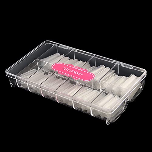 No C Curve Square Nail Tips XXL,Acrylic Nail Tips Square,SITELENABY 500 pcs Clear Fake Nails for Nail Salons,Nail Tech Must Have