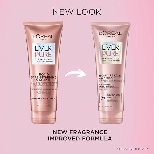 L'Oreal Paris Bonding Shampoo for Color Treated Hair, Strengthens and Repairs Weak Hair Bonds, Sulfate Free & Vegan Hair Care, EverPure, 6.8 Fl Oz