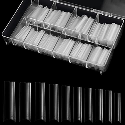 No C Curve Square Nail Tips XXL,Acrylic Nail Tips Square,SITELENABY 500 pcs Clear Fake Nails for Nail Salons,Nail Tech Must Have