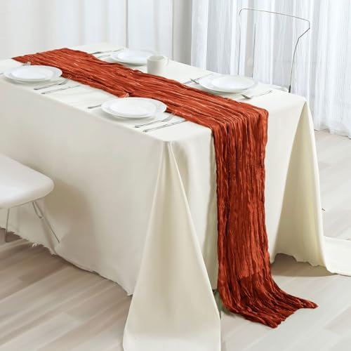 10 Packs Terracotta Cheesecloth Table Runners 35 x 120 Inch – Rustic Boho Gauze Table Runner for Wedding Arch, Party Decoration