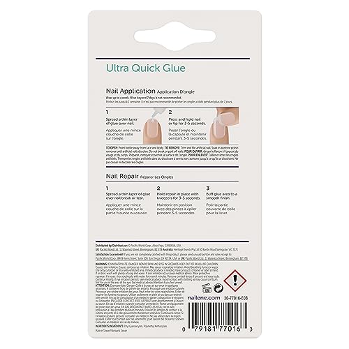 Nailene Ultra Quick Nail Glue - Durable, Easy to Apply False Nail Glue – Repairs Natural Nails – Quick-Drying Nail Adhesive Lasts Up to 7 Days - 3 g/0.10 oz - 6 Pack
