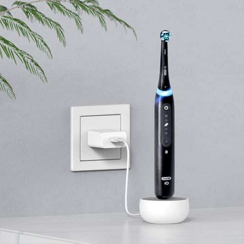 2-in-1 Wall Charger for Oral-B Braun Electric Toothbrush, Charger Base for Oral B Genius Pro Smart Vitality Kids io2 io3 io4 io5 io6 Serie, IPX5, White
