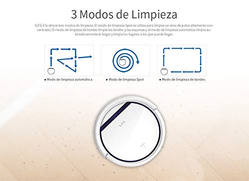 ILIFE V3s Pro Robot Vacuum Cleaner, Tangle-free Suction , Slim, Automatic Self-Charging Robotic Vacuum Cleaner, Daily Schedule Cleaning, Ideal For Pet Hair,Hard Floor and Low Pile Carpet,Pearl White