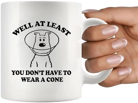 Well At Least You Don’t Have To Wear A Cone Get Well Soon Gifts For Women After Surgery Men Recovery Gifts From Friends Feel Better Get Well Ceramic Mug (White)