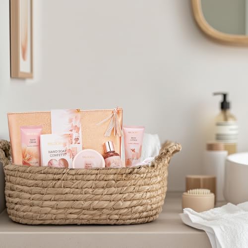 Spa Gift Baskets for Women Mom, Birthday Gifts for Her Wife, - 8 Pcs Relaxing Self Care Gifts Set with Cosmetic Bag & Bubble Bath, Ideal Mothers Day Gifts for Women, Wife, Girlfriend, Mom