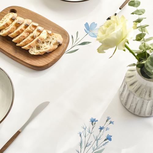 Horaldaily Spring Summer Tablecloth 60x84 Inch, Easter Watercolor Wild Flowers Blooming Floral Table Cover for Party Picnic Dinner Decor