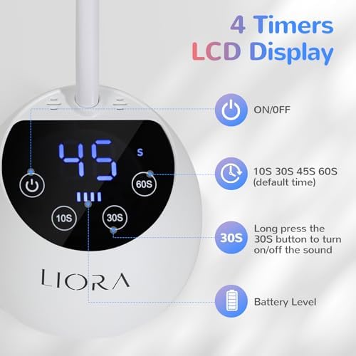 LIORA UV LED Nail Lamp - Gooseneck Nail Light, Cordless 24W USB Rechargeable Nail Dryer with 4 Timers & Smart Sensor, Fast Curing Gel Polish Light for Salon, Home DIY