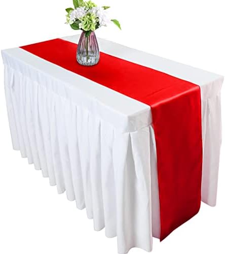 12 Pack Red Table Runners, Satin Table Runner 12x108 Inches Long, Silk and Smooth Fabric Table Runner for Wedding, Parties, Banquets,Events Decoration
