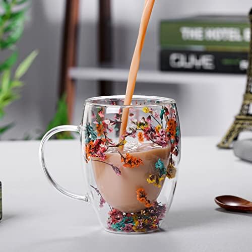 Double Wall Glass Coffee Mugs Clear Cups for Cappuccino Tea Espresso Latte Hot Beverages Glasses Birthday Gifts for Women Her