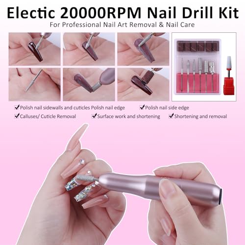 Acrylic Nail Kit with Everything: Beginners Set with Drill - Professional Acrylic Powder Glitter Monomer False Tips Top Base Coat Starter Kit - Full Decorations Nail Supplies for Nail Extensions Gift