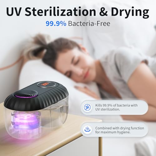 Ultrasonic Retainer Cleaner with Cleaning, Pumping, and Air-Drying Functions, 45kHz Retainer Cleaner Machine, 200ml Denture Cleaner for Dentures, Mouth Guards, Braces, Toothbrush Heads, Jewelry