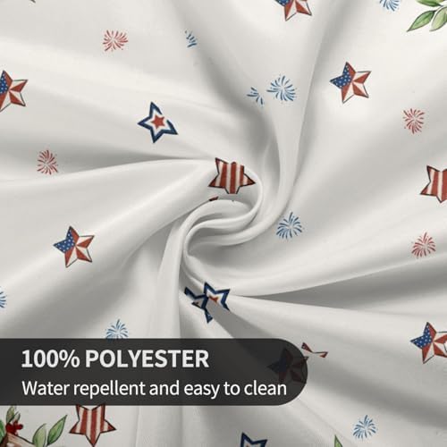 Star Floral Patriotic 4th of July Tablecloth Round 60 Inch Memorial Day American Flag Decorative Table Cloth Washable Wrinkle Stain-Resistant Independence Day Table Cover For Party Picnic Dinner