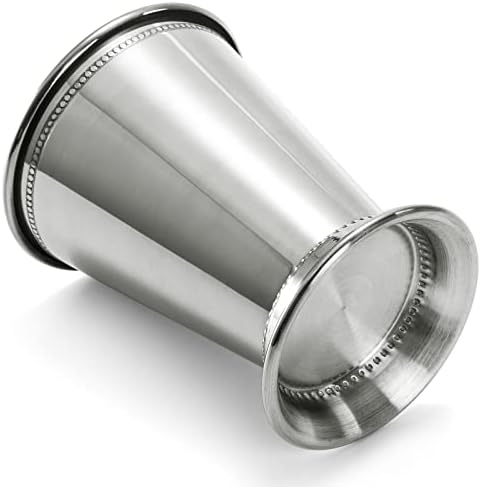 ZEAYEA Set of 2 Mint Julep Cups, Classic Stainless Steel Glasses for Party Bar Home Restaurant, 12 oz Metal Cocktail Glasses for Beer Juice Beverage, Silver