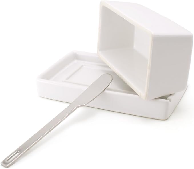 ZERO JAPAN Compact Butter Dish for Countertop, Fits West Coast Butter Sticks (Stubby Size), Ceramic Butter Keeper with Lid, Space-Saving Design, Made in Japan, Blueberry