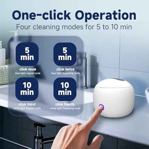 Ultrasonic Retainer Cleaner, 45kHz Retainer Cleaner Machine for Dentures, 4 Mode Dental Cleaning Pod with 200ML Capacity for Retainer Denture Cleaner, Night Guards