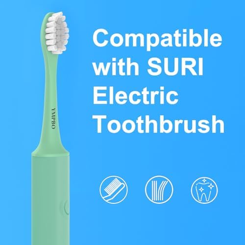 10 Pack Toothbrush Heads Compatible with Suri Electric Toothbrush, Replacement Brush Head Refill, Green