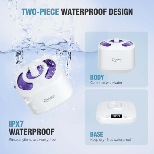 Ultrasonic Retainer Cleaner, Detachable 45kHz Retainer Cleaner Machine 3 Modes Dental Cleaning Pod with Visible Window Digital Timer for Mouth Guard, Dentures, Aligner, Braces, Jewelry - White