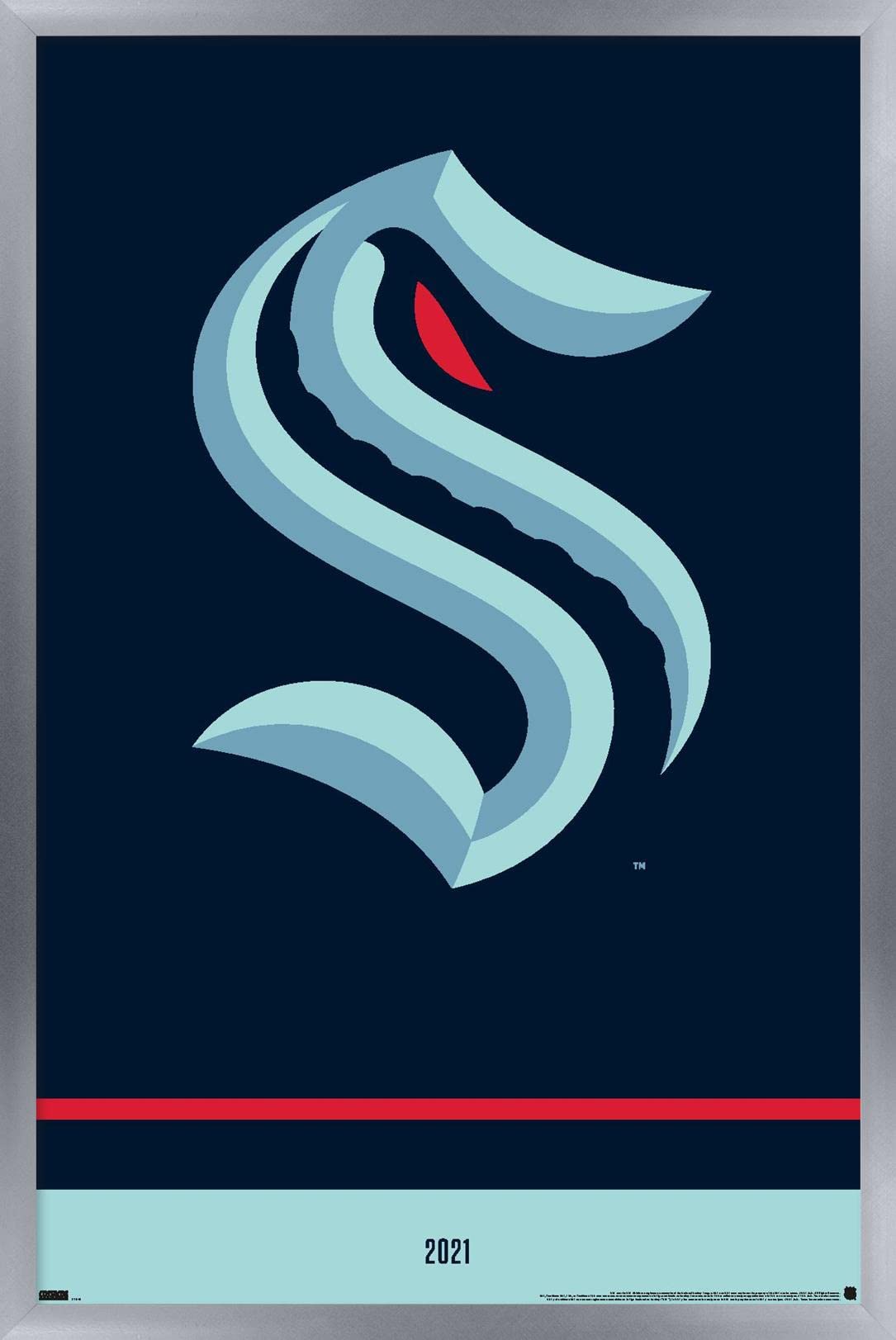 Trends International NHL Seattle Kraken - Logo 21 Wall Poster, 14.725" x 22.375", Silver Framed Version