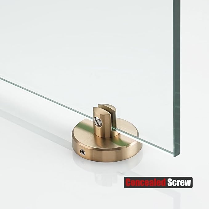 JQK Bathroom Glass Shelf, Tempered Glass Shower Storage 30 by 5 inches, 304 Stainless Steel Champagne Bronze Wall Mount, TGS101L30-CB