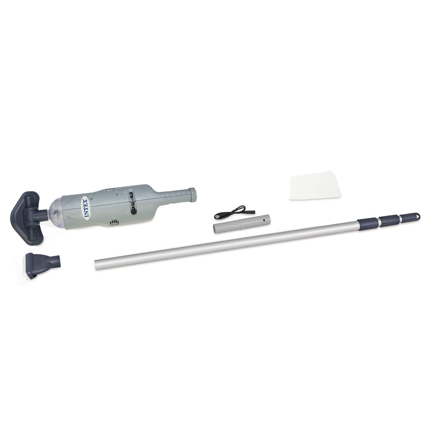 Intex Handheld Pool Vacuum Cleaner Rechargeable 94 Inch Telescoping Shaft and 2 Interchangeable Brush Heads for Above Ground Swimming Pool and Spa